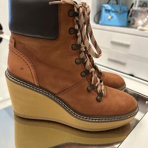 See By Chloe Tan and Brown Wedge Boots